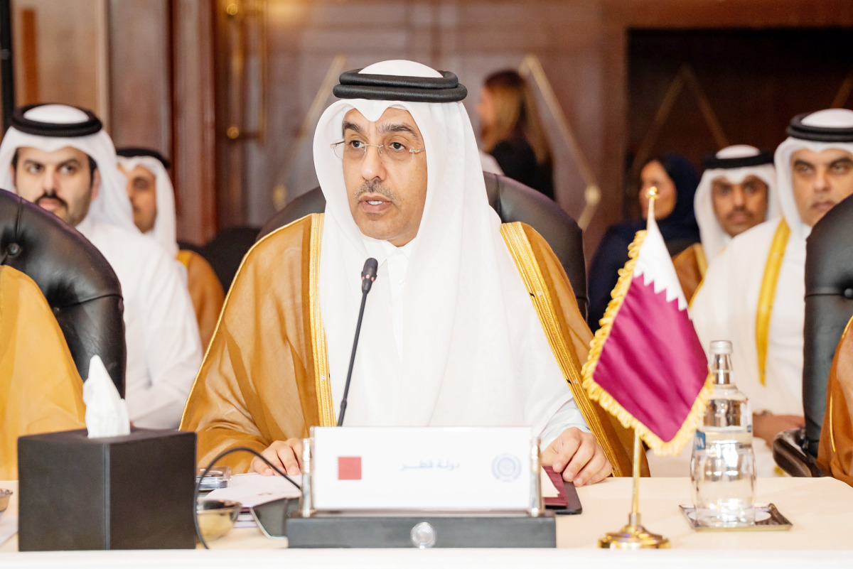 Minister of Labour H E Dr Ali bin Smaikh Al Marri speaking at the event.