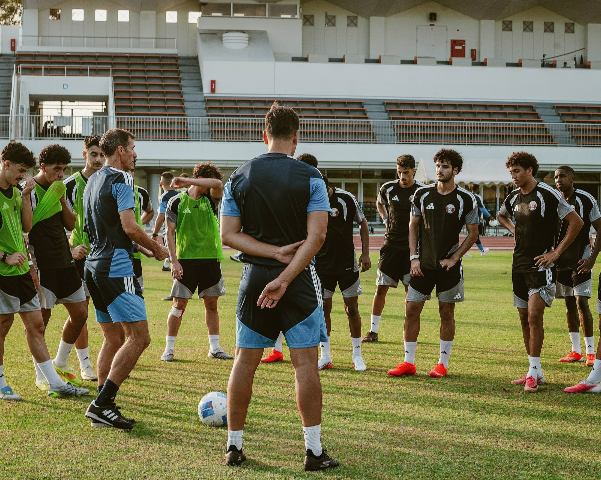 Qatar squad during a training session in Nagoya. 