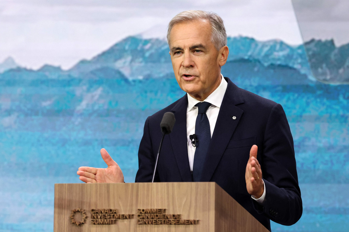 Canadian Prime Minister Mark Carney speaks during the second day of the inaugural Canada Investment Summit in Toronto, Ontario on September 15, 2026. Photo by VALERIE MACON / AFP