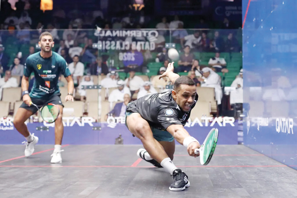 Mostafa Asal (right) and Aly Abou Eleinen in action during the quarter-final clash.