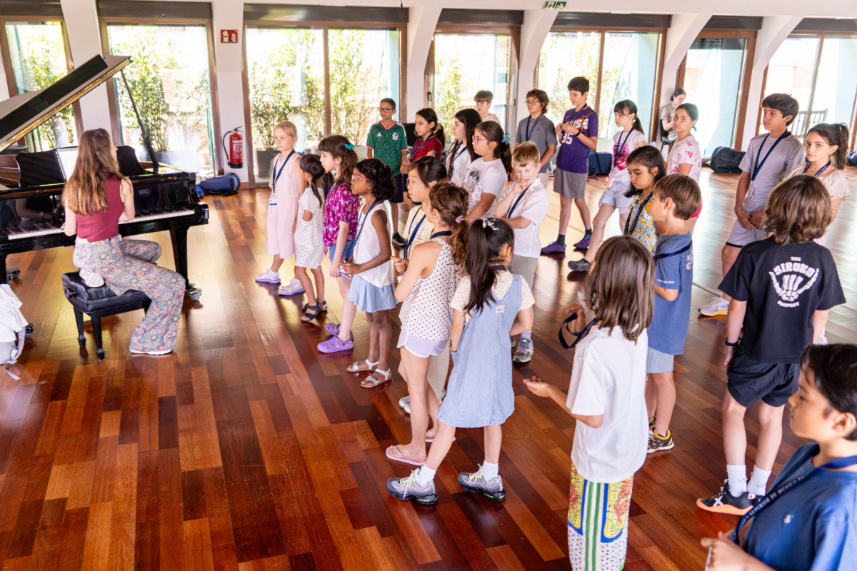 Children during a choir workshop.