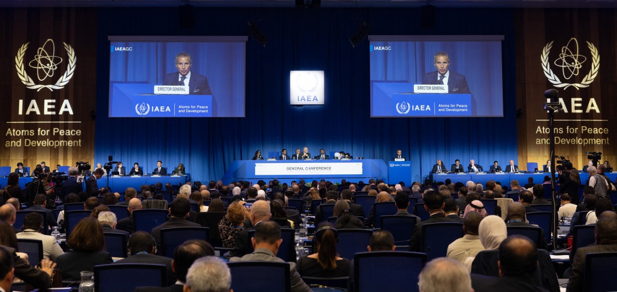 Director General of the International Atomic Energy Agency (IAEA) Rafael Grossi speaks during the Board of Governor’s Meeting of the International Atomic Energy Agency (IAEA) at the agency's headquarters in Vienna, Austria on September 14, 2026. (Photo by Joe Klamar / AFP)
