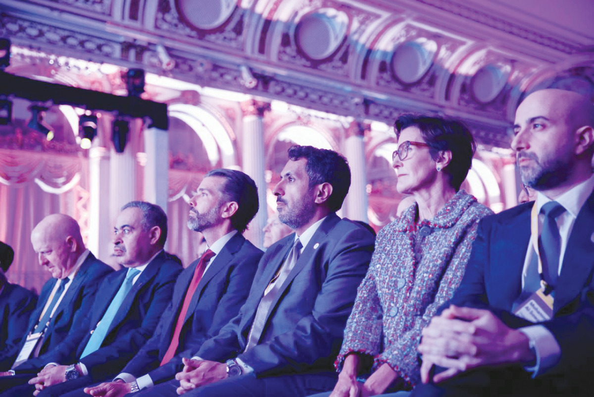 Minister of Finance H E Ali bin Ahmed Al-Kuwari, Minister of Commerce and Industry H E Sheikh Faisal bin Thani bin Faisal Al Thani with other officials during the Qatar Economic Forum: UNGA Special Edition 2026 in New York.