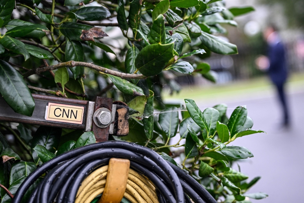 Broadcast news equipment is seen outside the West Wing at the White House in Washington, DC, on September 23, 2026. (Photo by Alex Wroblewski / AFP)