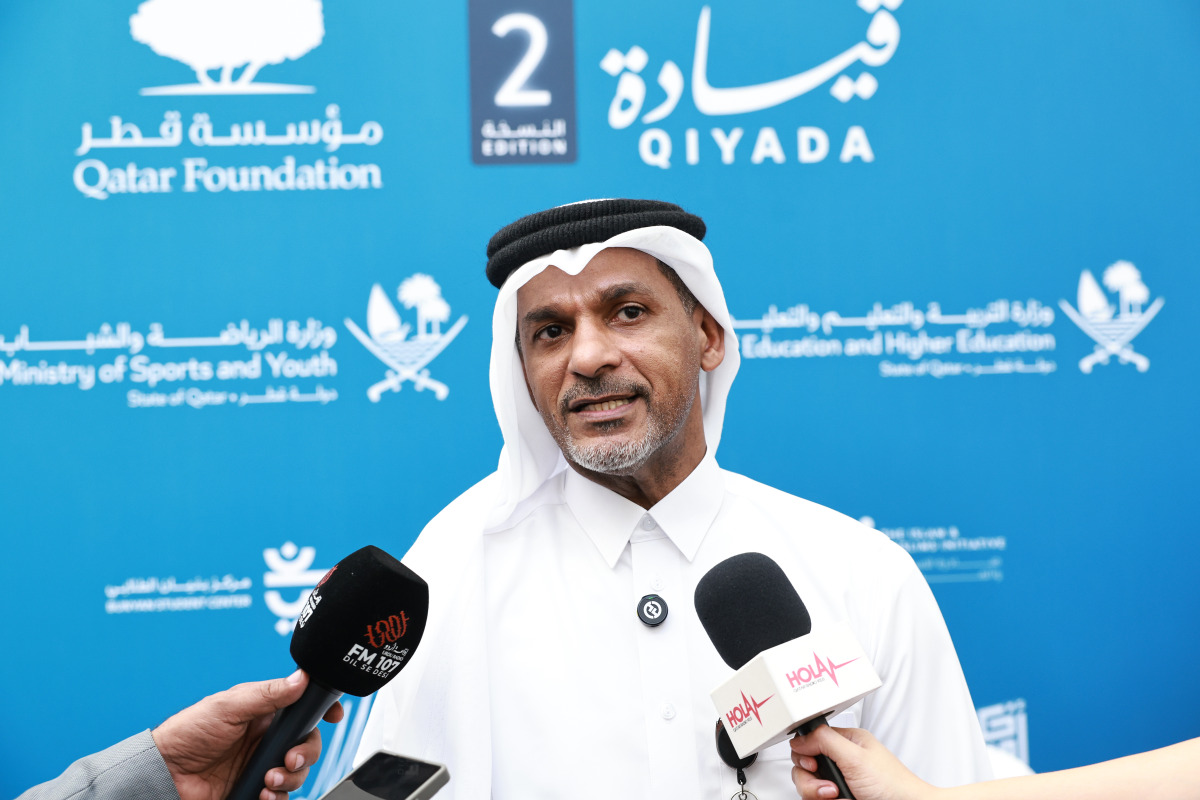 Executive Director of Student Services at QF Higher Education Dr. Abdulnassir Shamlan Al-Tamimi speaking to the media.