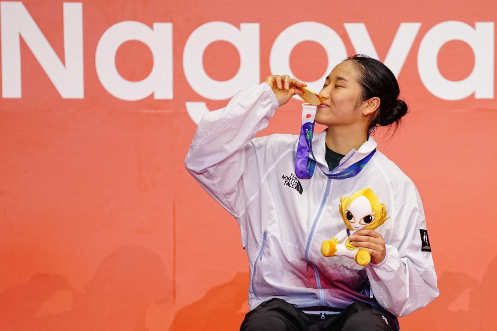 Badminton world number one An Se-young. (Photo by Yuichi Yamazaki / AFP)