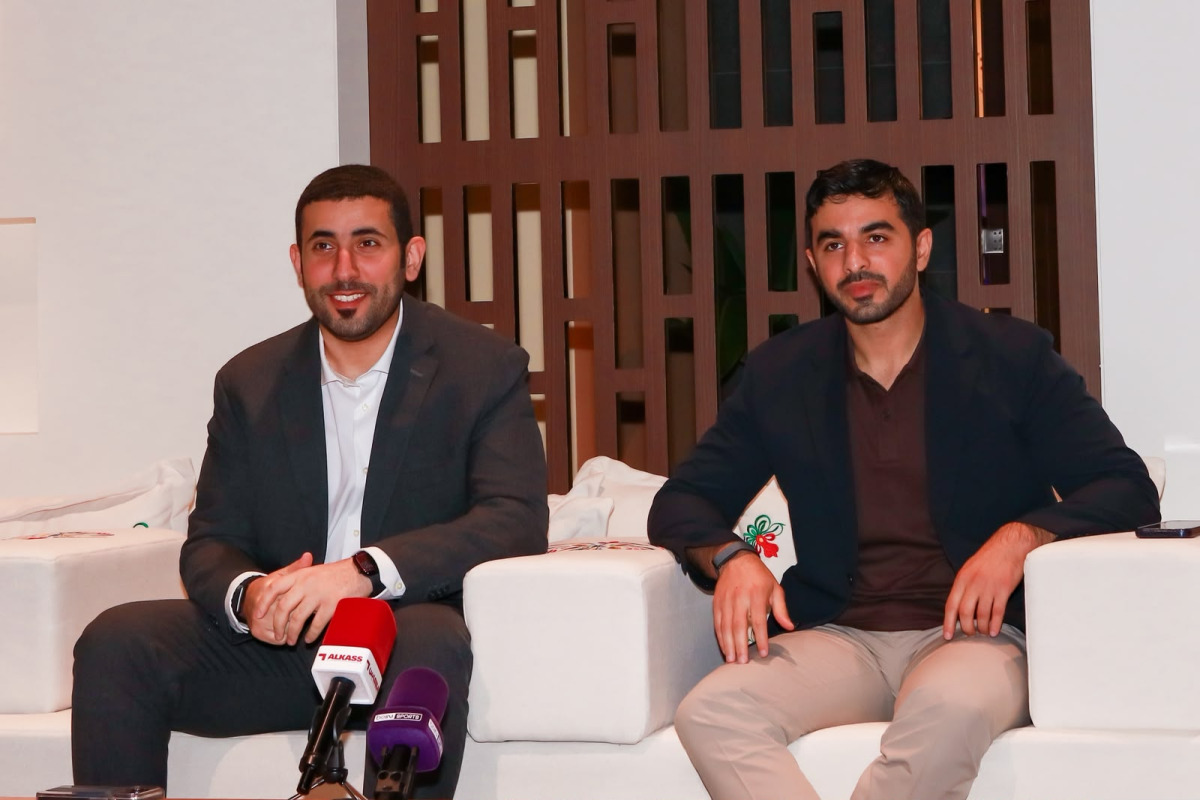 Qatar 2027 FIBA Basketball World Cup Organizing Committee Director General Dr. Ahmed Abdullah Al-Buainain (L) and Deputy Director General of the Organizing Committee Sheikh Tamim bin Fahad Al Thani