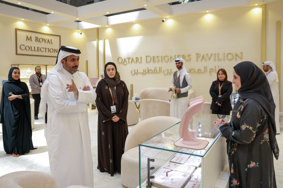 Minister of Commerce and Industry H E Sheikh Faisal bin Thani bin Faisal Al-Thani at DJWE yesterday.