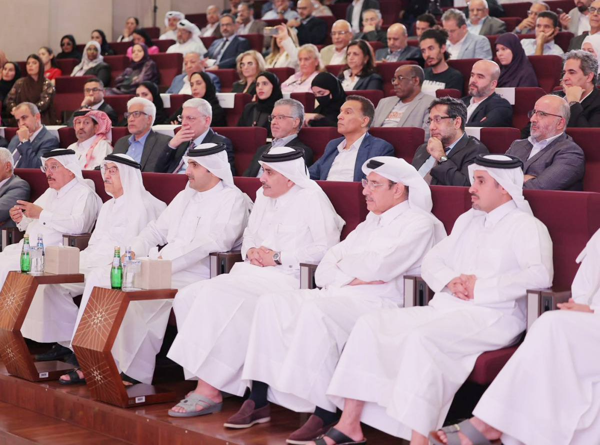 Minister of Culture H E Sheikh Abdulrahman bin Hamad Al Thani with other officials during the event.