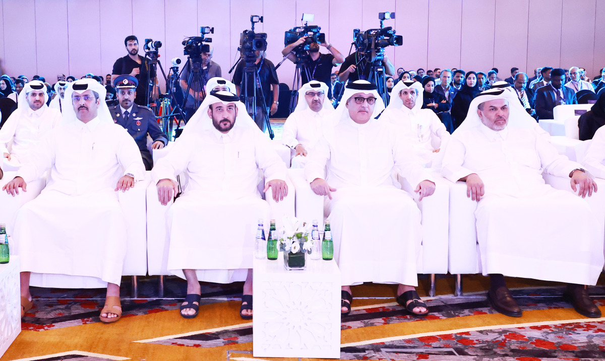 Minister of Communications and Information Technology H E Mohammed bin Ali bin Mohammed Al-Mannai and NCSA President H E Eng. Abdulrahman bin Ali Al Farahid Al-Malki with other officials during the Annual Cyber Governance and Assurance Conference yesterday.  PIC: Rajan Vadakkemuriyil/ The Peninsula