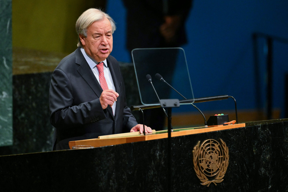 UN Secretary General Antonio Guterres speaks during the 81st United Nations General Assembly at the United Nations Headquarters in New York, on September 22, 2026. Photo by ANGELA WEISS / AFP