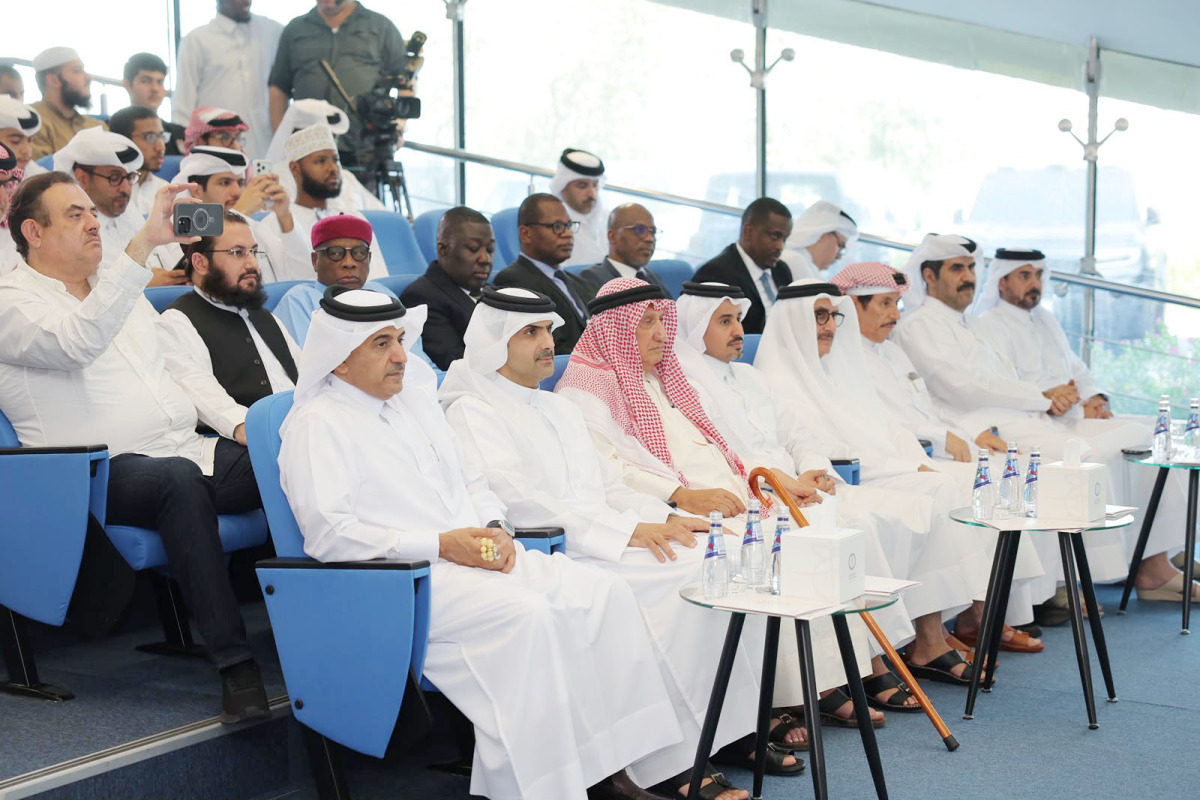 Minister of Culture H E Sheikh Abdulrahman bin Hamad Al Thani, Chairman of the Board of Trustees of Lusail University H E Dr Ali bin Fetais Al Marri, and Undersecretary of the Ministry of Culture H E Dr Ghanem bin Mubarak Al Ali with other officials during the session.