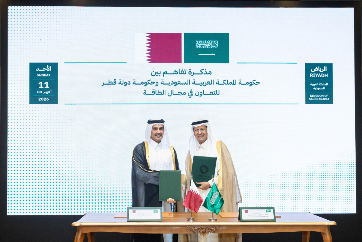Minister of State for Energy Affairs H E Saad Sherida Al-Kaabi and Minister of Energy of Saudi Arabia H R H Prince Abdulaziz bin Salman Al Saud during the signing of agreement.