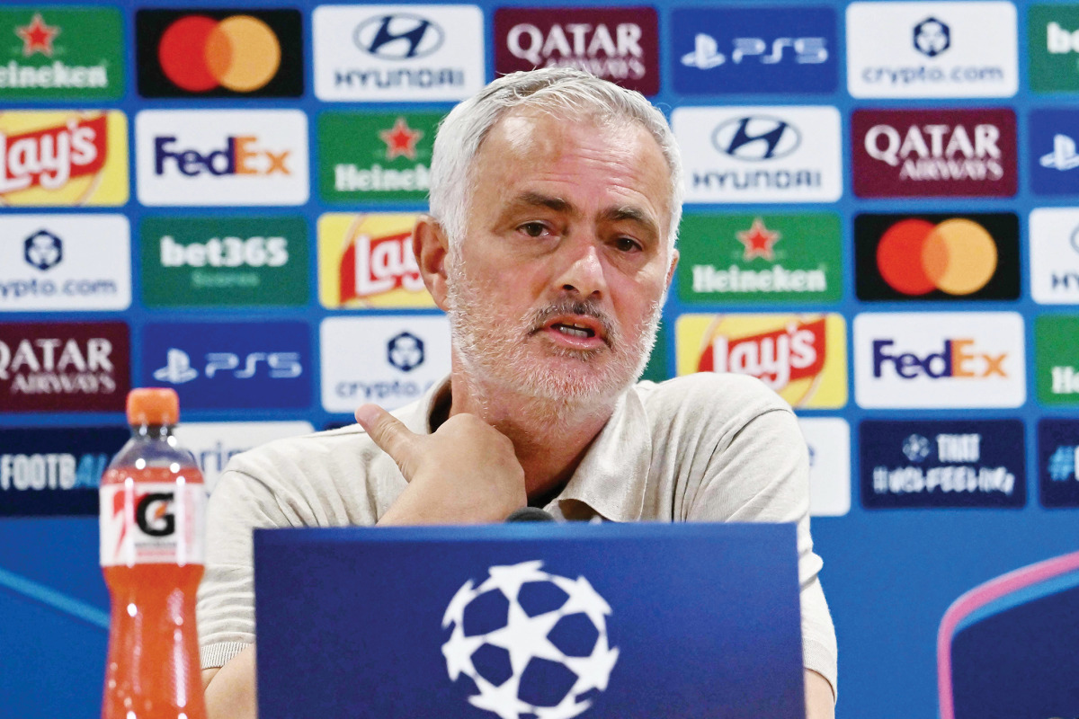Real Madrid’s Jose Mourinho answers journalists during a press conference yesterday. 