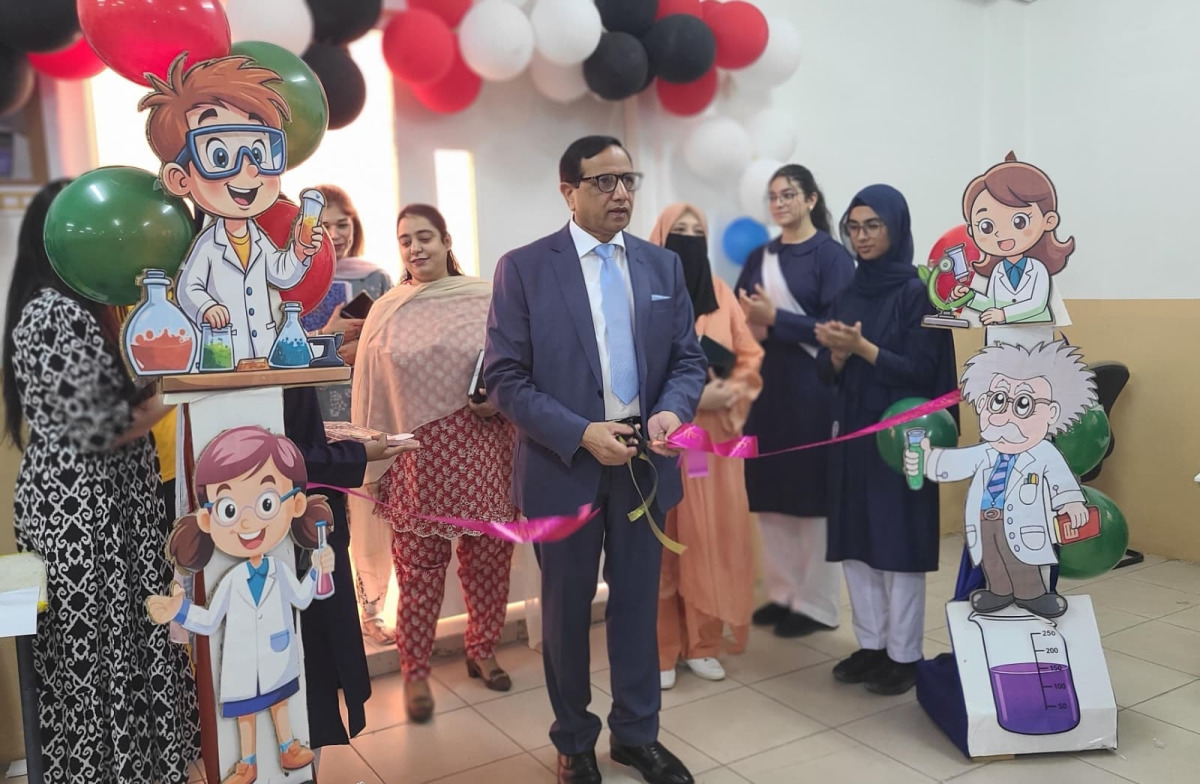 PISQ Principal Ch Muhammad Afzal inaugurating the Science Exhibition 2026-27.