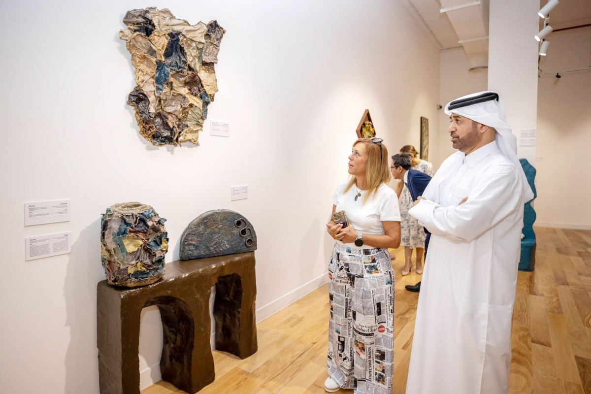 General Manager of Katara Prof Dr. Khalid bin Ibrahim Al-Sulaiti along with visitors during the opening of the exhibition.