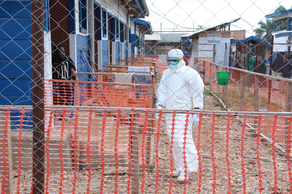 A healthcare worker is seen at an Ebola treatment center in Beni, North Kivu Province, eastern Democratic Republic of the Congo (DRC), (Xinhua)