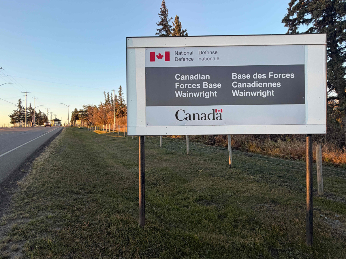 A view near the entrance of the Canadian Forces Base (CFB) Wainwright military base, in Wainwright, Alberta, Canada, on October 18, 2026. Photo by Daphné LEMELIN / AFP
