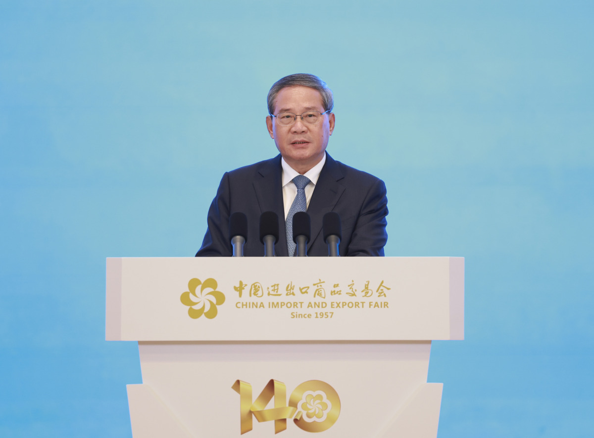 Chinese Premier Li Qiang delivers a keynote speech at the opening ceremony of the 140th China Import and Export Fair, also known as the Canton Fair, in Guangzhou, south China's Guangdong Province, Oct. 14, 2026. Representational photo. (Xinhua/Ding Haitao)