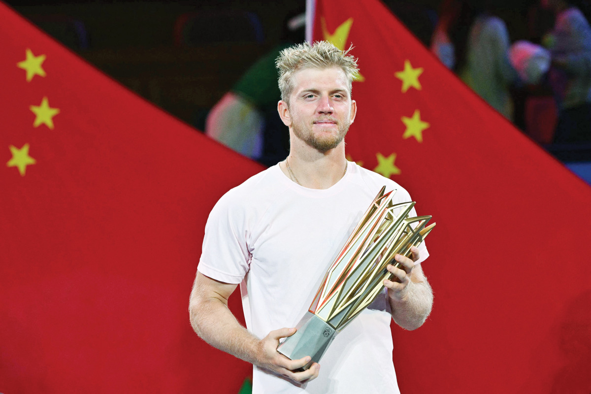 Spain’s Alejandro Davidovich Fokina poses with the trophy. 