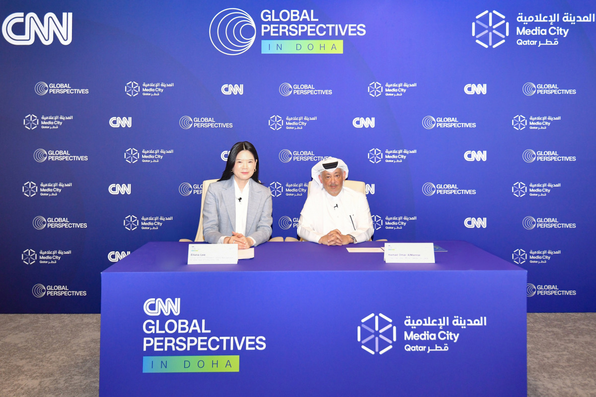 CEO of Media City Qatar Hamad Omar Al Mannai and CNN Group Senior Vice-President, General Manager for Asia-Pacific and Global Head of Productions Ellana Lee at the event yesterday.