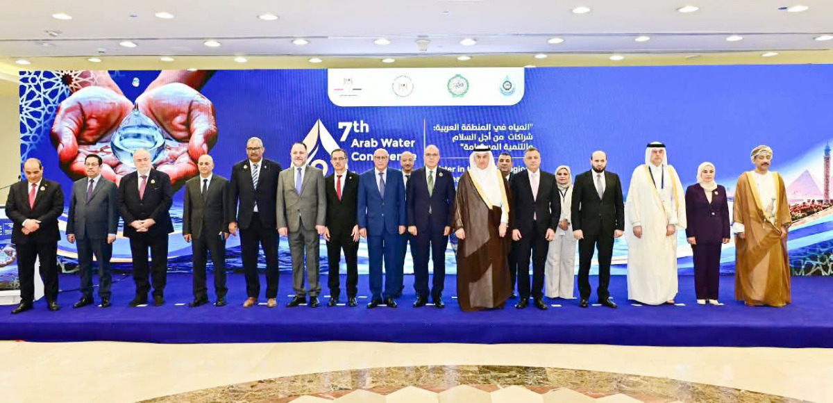 President of Kahramaa Eng Abdullah bin Ali Al Thiyab with other officials during the event.