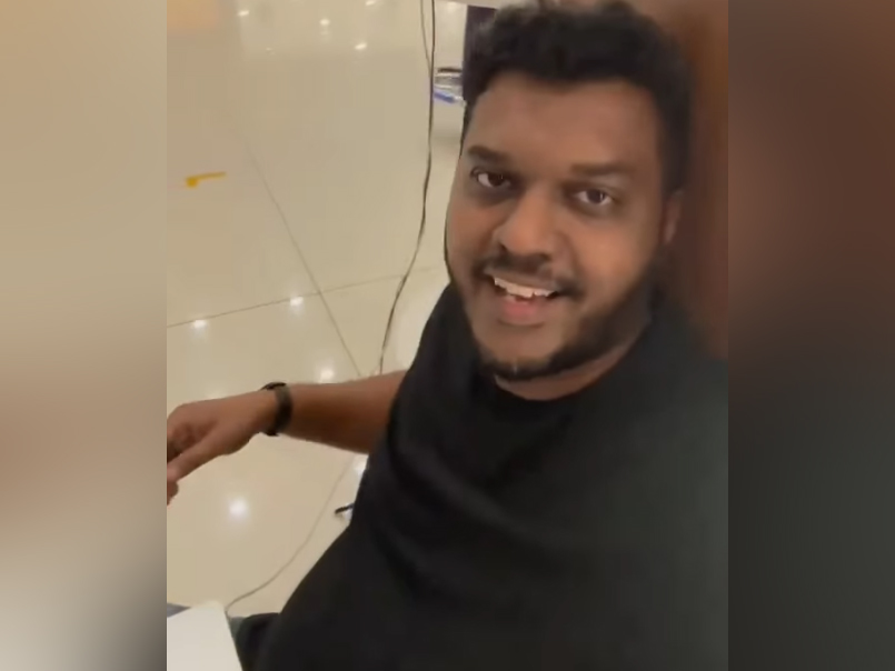 Ajas Mohammed Jansher at the Kochi airport in Kerala, India 
