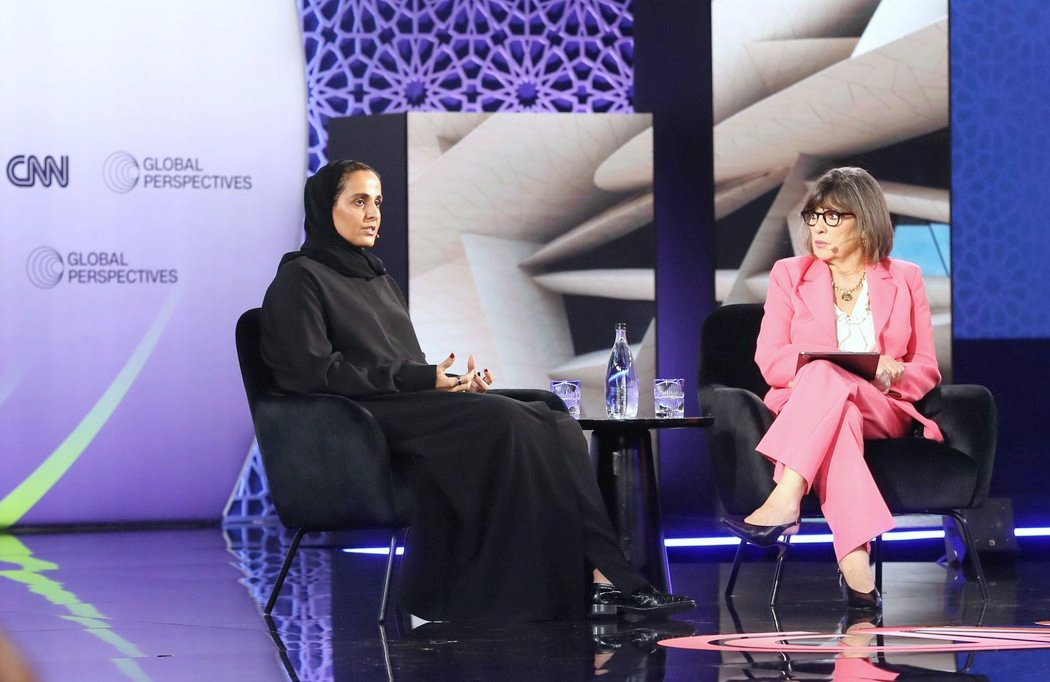 Chairperson of Qatar Museums H E Sheikha Al Mayassa bint Hamad bin Khalifa Al Thani speaking during a panel discussion at CNN’s Global Perspectives event.