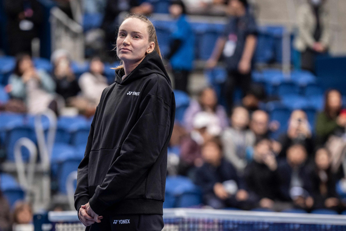Kazakhstan's Elena Rybakina looks on as she speaks after retiring due to an injury from her quarter-final match against Canada's Leylah Fernandez during the WTA Pan Pacific Open tennis tournament at Ariake Coliseum in Tokyo on October 30, 2026. Photo by Yuichi YAMAZAKI / AFP